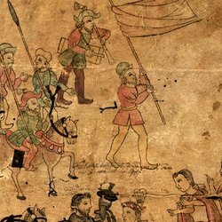 TAMBORILERO EN EL ENCUENTRO DE HERNÁN CORTÉS Y XICOHTENCATL EN 1519